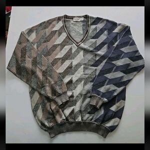 Vintage St Croix Men's Knit Sweater Coogi Style Biggie Cosby L Made USA